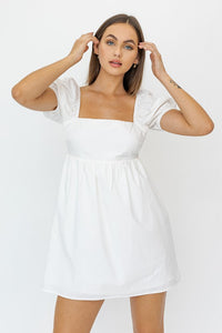 SHORT SLEEVE BACK TIE DETAIL BABYDOLL DRESS