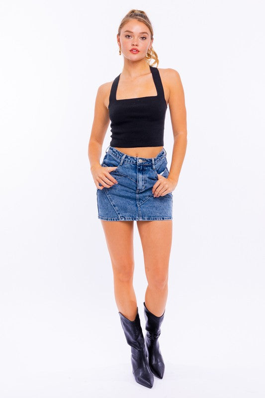 RIBBED KNIT CAMI CROP