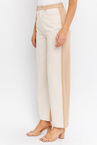 COLOR BLOCK TWILL STRAIGHT PANTS