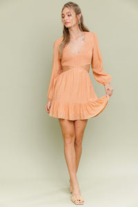 V-NECK SMOCKING BODICE Mini DRESS