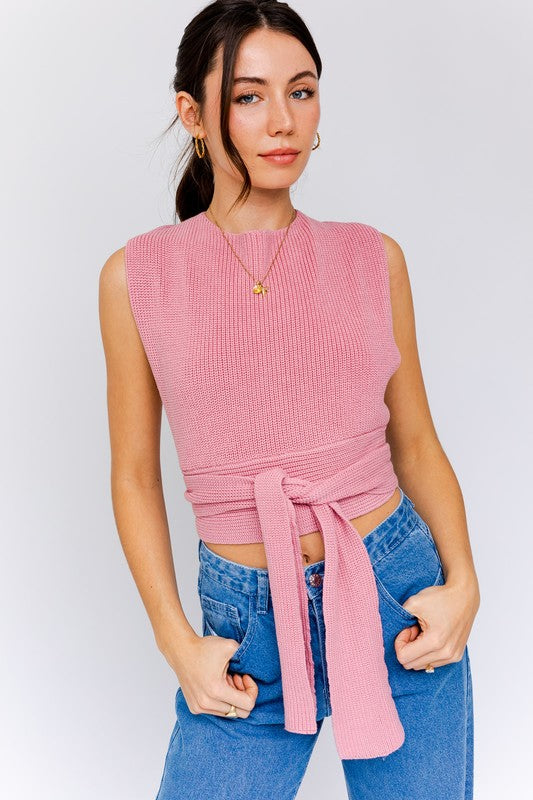 MULTI-TIE SLEEVELESS SWEATER TANK