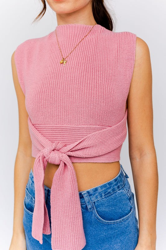 MULTI-TIE SLEEVELESS SWEATER TANK