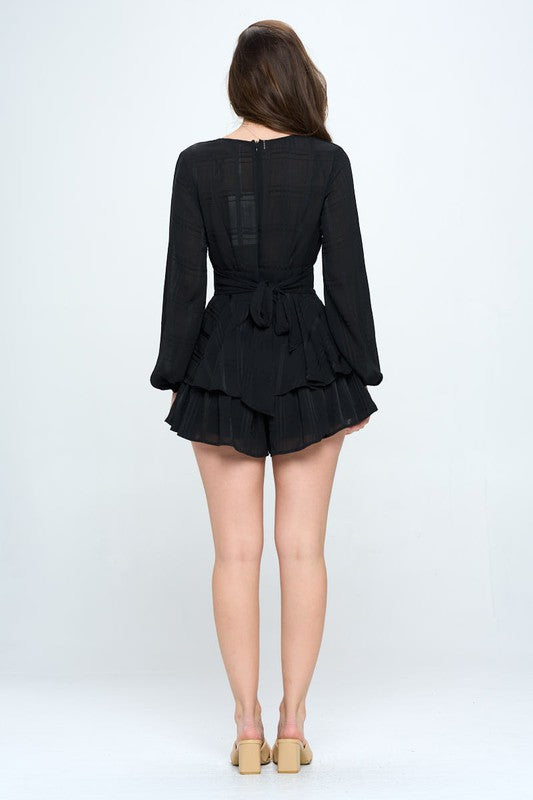 Long Sleeve Tiered Mini Romper