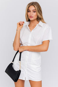 HALF SLEEVE SHIRT MINI DRESS