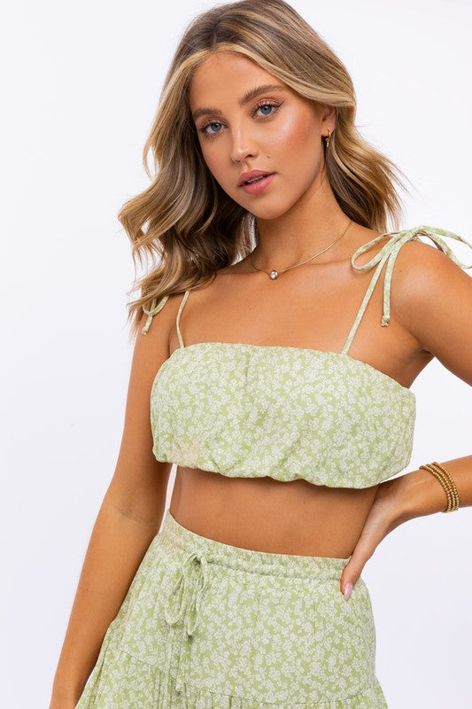 TIE STRAP RUCHED CROP TOP