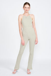 HALTER NECK JUMPSUIT WITH OPEN BACK