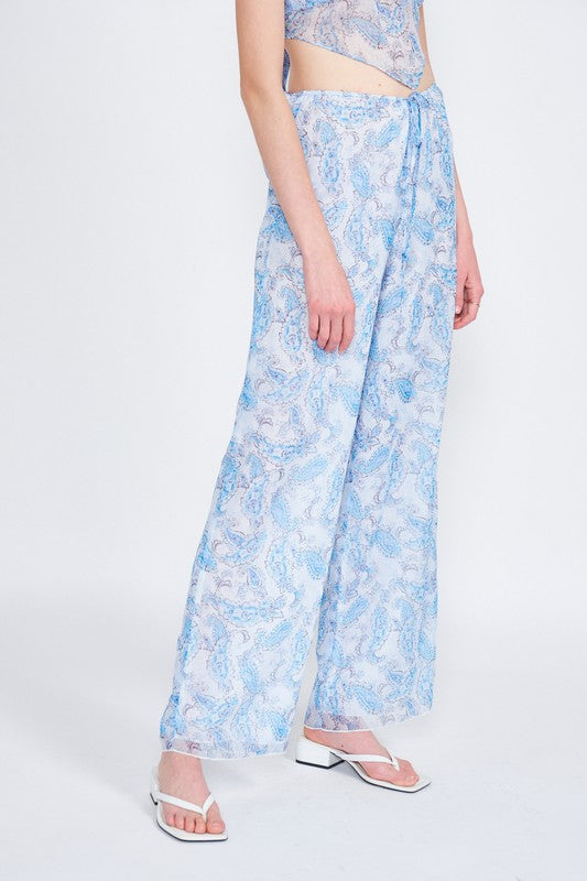 HIGH RISE DRAW STRING SHEER PANTS