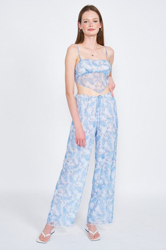 HIGH RISE DRAW STRING SHEER PANTS