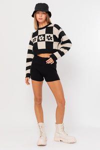 LONG SLEEVE CROP SWEATER