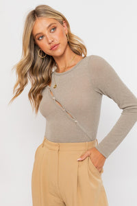 Long Sleeve Button Detail Bodysuit