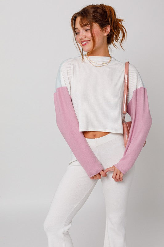 LONG SLEEVE CONTRAST SWEATER TOP