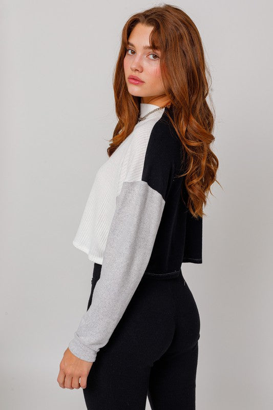 LONG SLEEVE CONTRAST SWEATER TOP