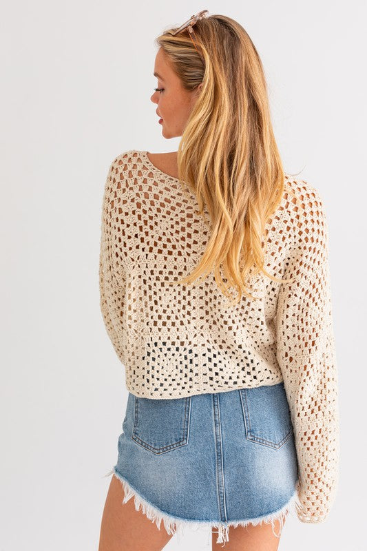 LONG SLEEVE CROCHET TOP