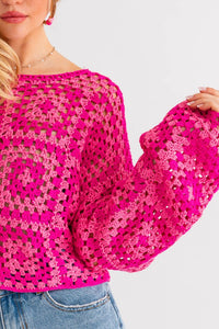 LONG SLEEVE CROCHET TOP