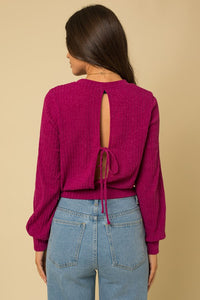 Dare to Be Bold Back Open Tie Sweater Top