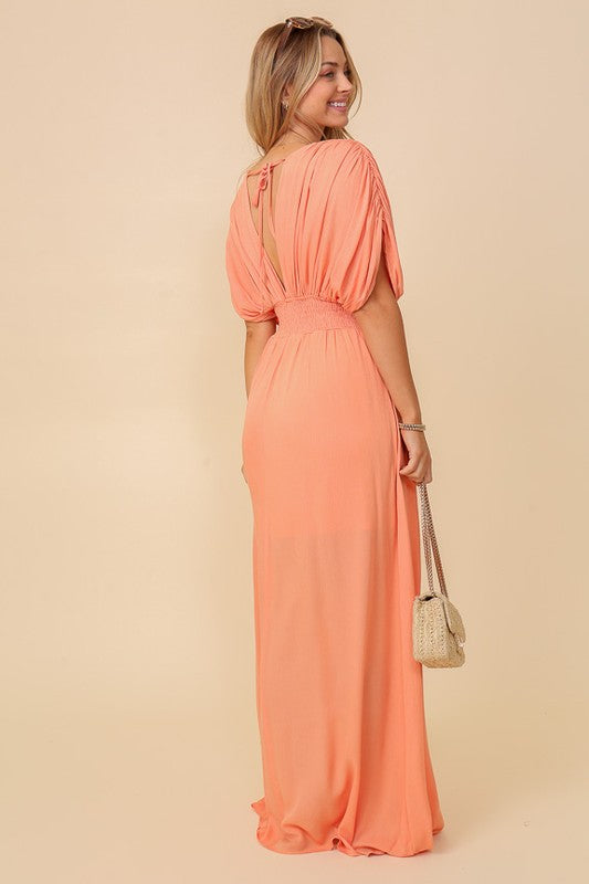 Out & About Long V-neck Maxi Dress