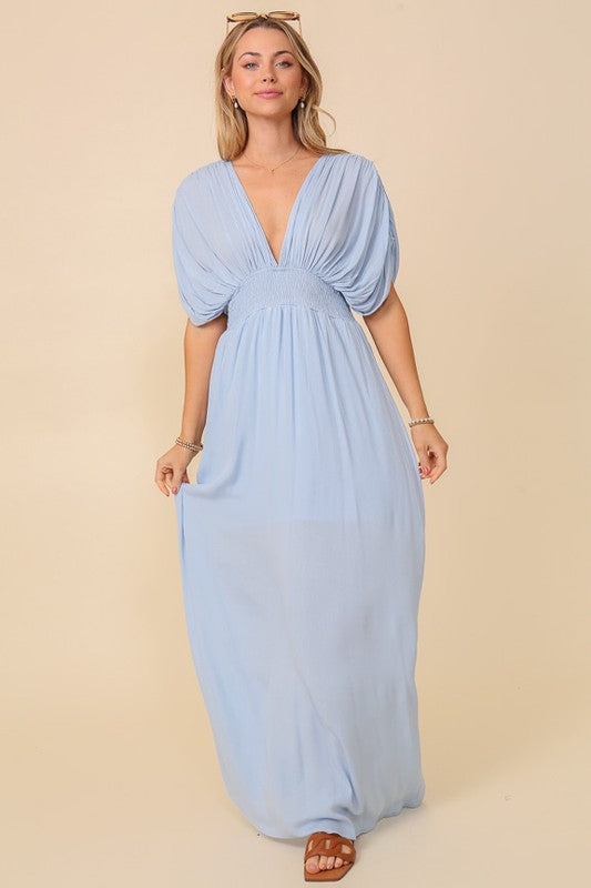 Out & About Long V-neck Maxi Dress