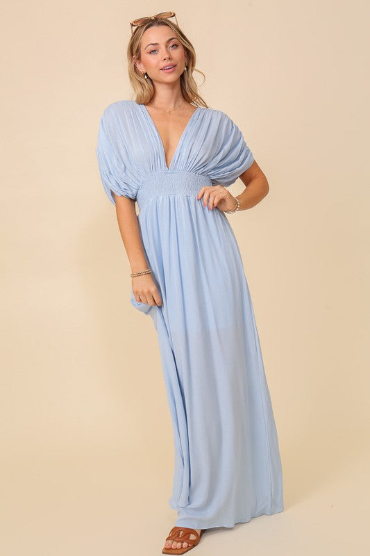 Out & About Long V-neck Maxi Dress