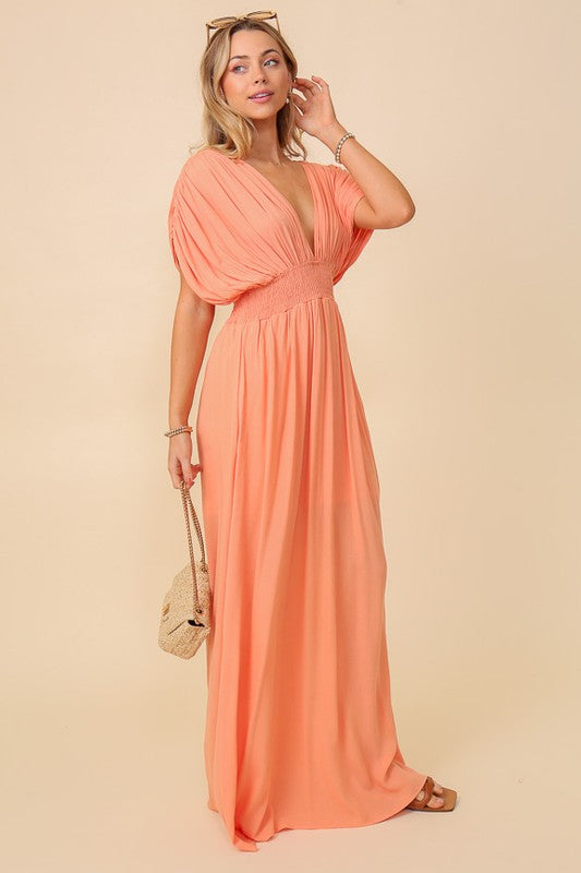 Out & About Long V-neck Maxi Dress