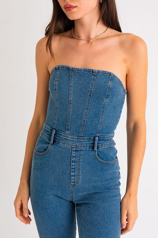 TUBE DENIM JUMPSUIT