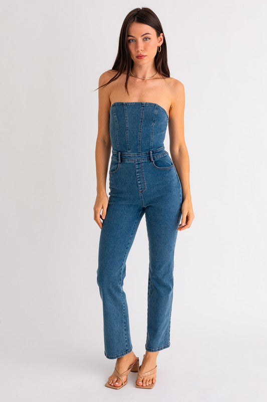 TUBE DENIM JUMPSUIT