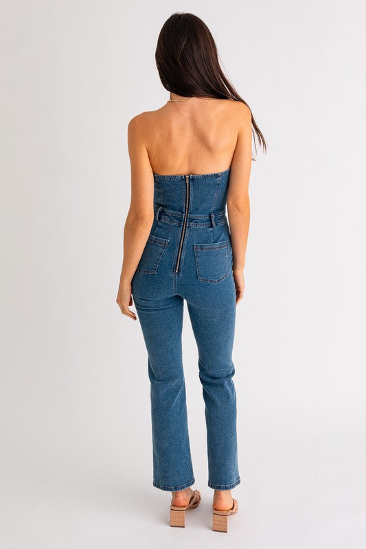 TUBE DENIM JUMPSUIT