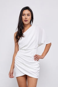 One Shoulder Wrap Mini Dress