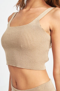 SQAURE NECK CROPPED SLEEVELESS TOP