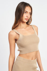 SQAURE NECK CROPPED SLEEVELESS TOP