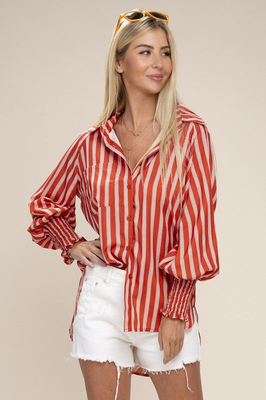 Button Me UP Pleated Blouse