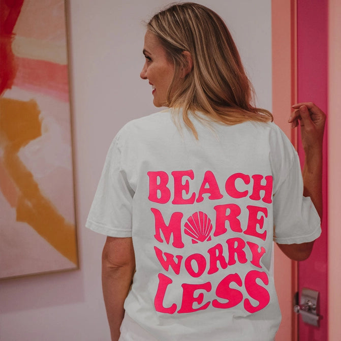 Beach More Worry Less S/S Graphic Screen Print Tee