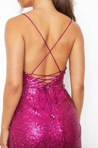 Sequin Cowl Front Bodycon Mini Dress