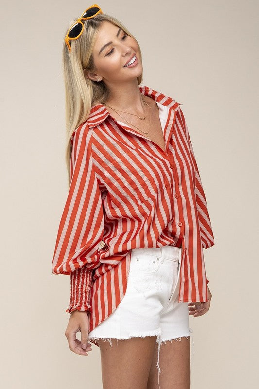 Button Me UP Pleated Blouse