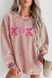 XOXO Round Neck Dropped Shoulder Sweatshirt