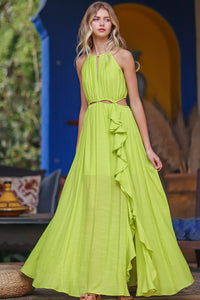 Seaweed Halter Maxi Dress