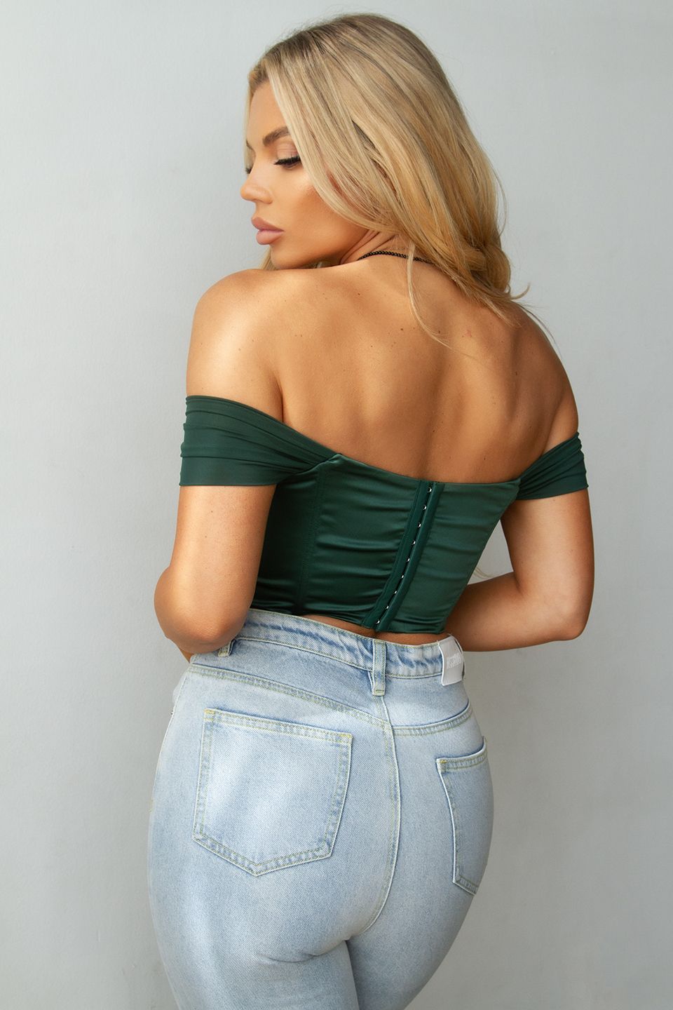 LEONARDO SATIN OFF THE SHOULDER CORSET