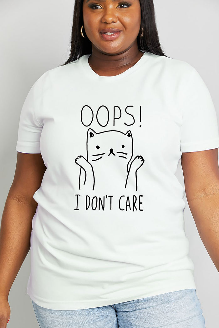 Simply Love Full Size OOPS I DON’T CARE Graphic Cotton Tee