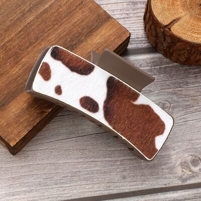 Cow Print PU Leather Acrylic Hair Claw Clip