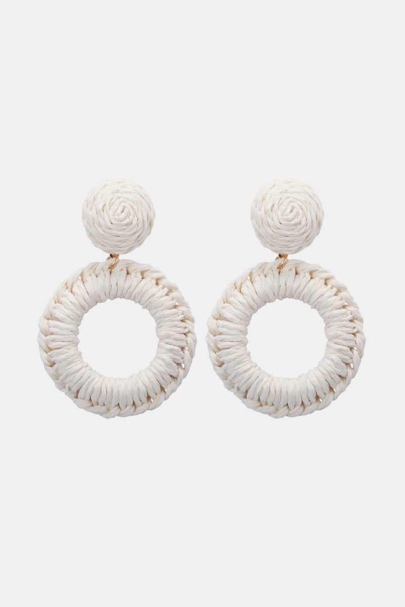 Round Shape Raffia Grass Dangle Earrings