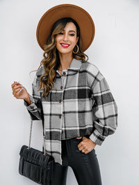 Plaid Button-Down Jacket Sweater