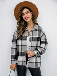 Plaid Button-Down Jacket Sweater