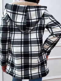 Plaid Hooded Longline Coat Jacket