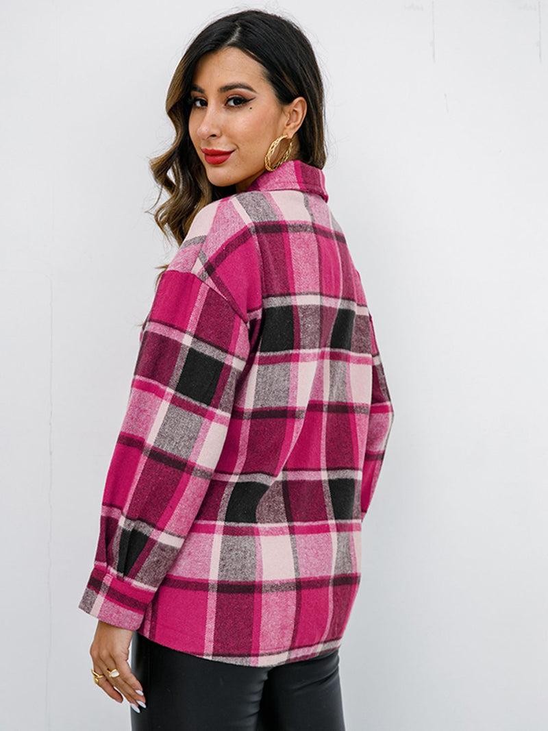 Plaid Button-Down Jacket Sweater