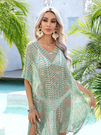 Multicolored Openwork Tassel Slit Cover-Up