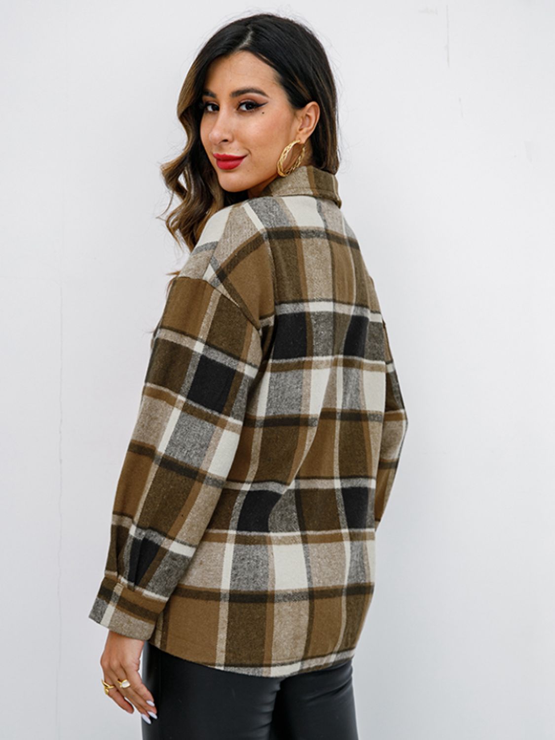 Plaid Button-Down Jacket Sweater