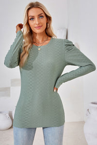 Round Neck Long Sleeve Blouse