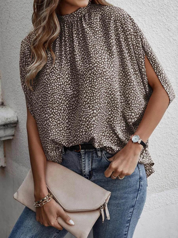 Round Neck Slit Sleeve Blouse