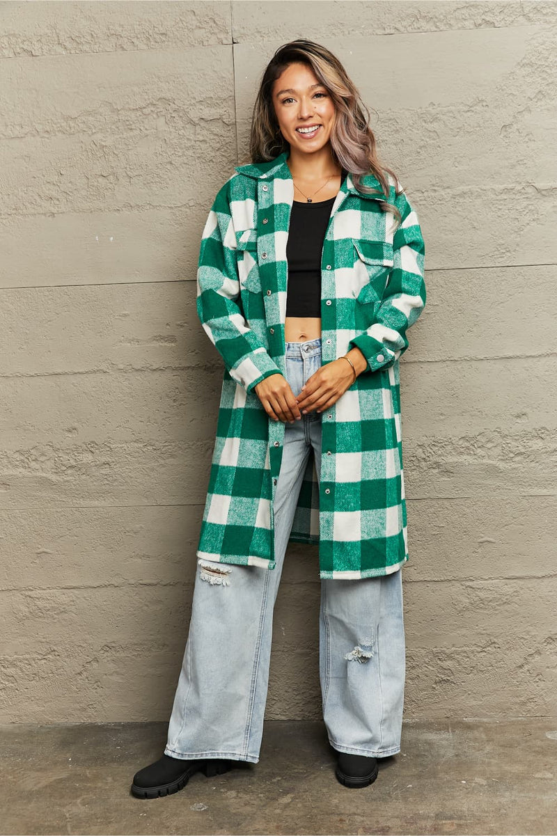 Plaid Longline Shirt Sweater