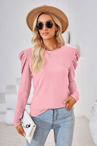 Round Neck Long Sleeve Blouse