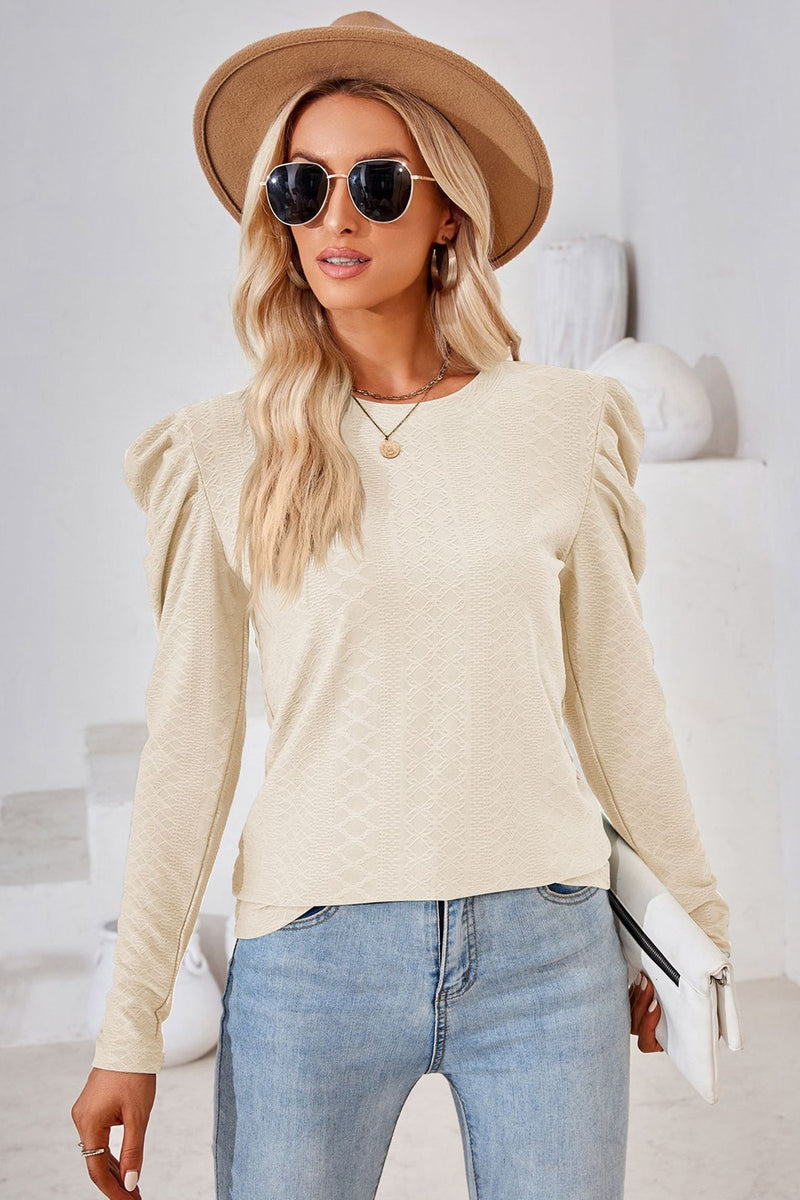 Round Neck Long Sleeve Blouse